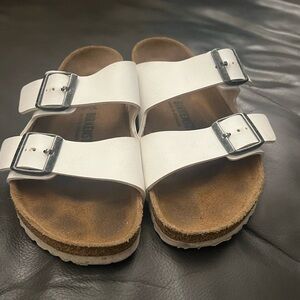 Birkenstock White Double Buckle Sandals